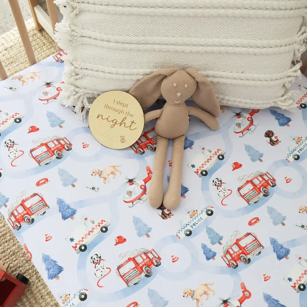 Snuggle Hunny Kids Snuggle Hunny To The Rescue Organic Fitted Cot Sheet