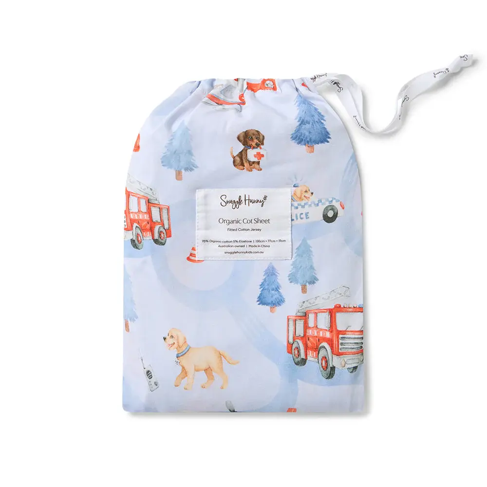 Snuggle Hunny Kids Snuggle Hunny To The Rescue Organic Fitted Cot Sheet