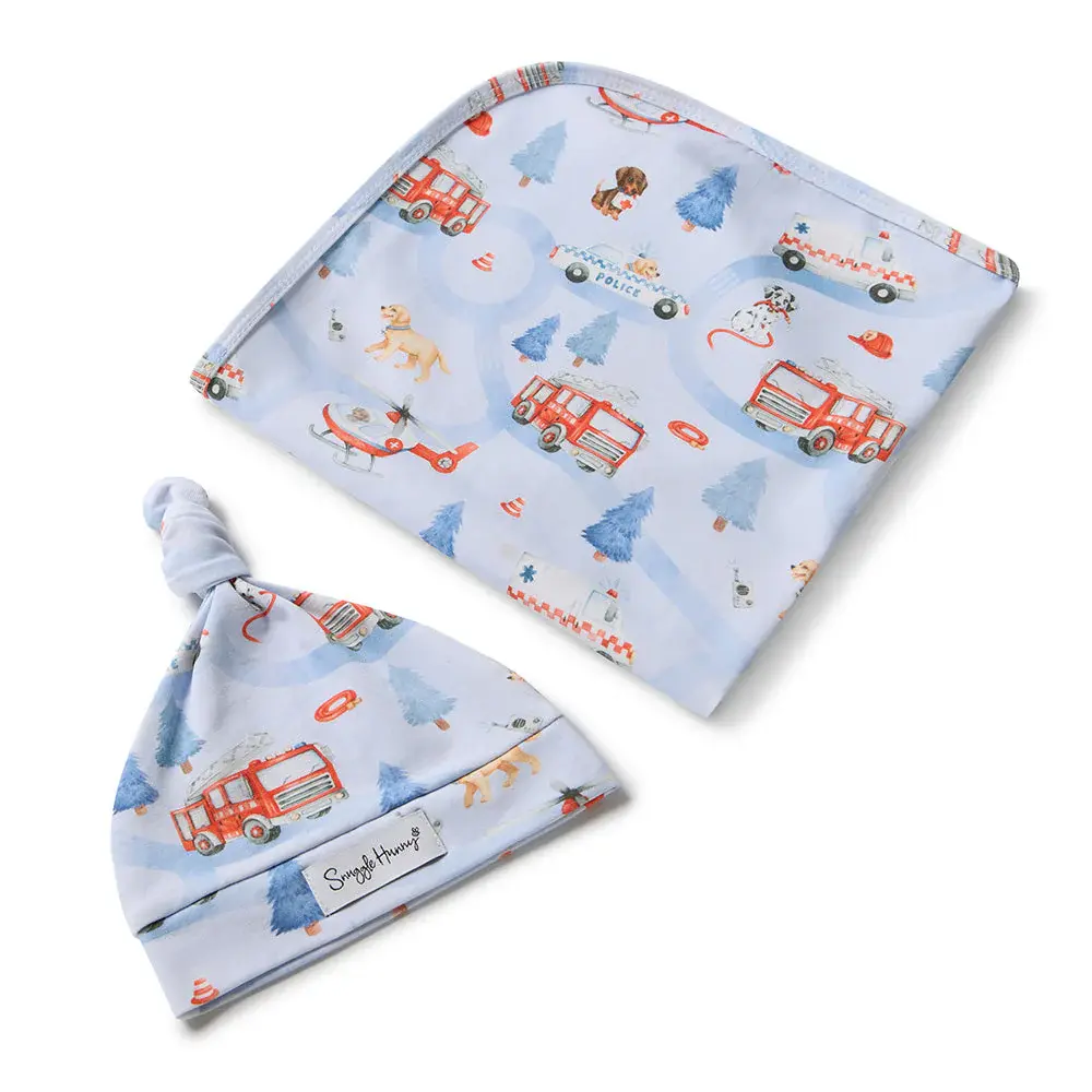 Snuggle Hunny Kids Snuggle Hunny To The Rescue Organic Jersey Wrap & Beanie Set