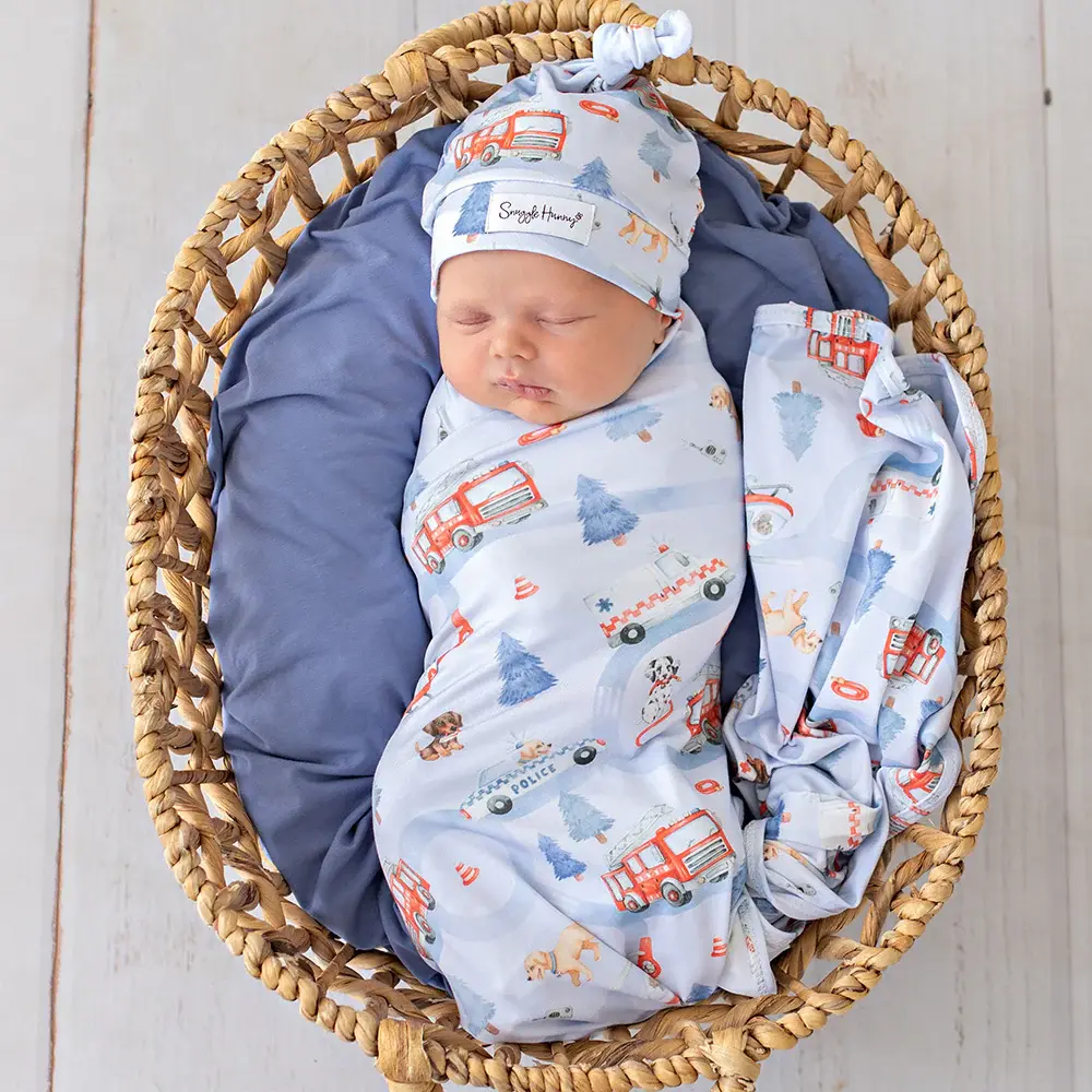 Snuggle Hunny Kids Snuggle Hunny To The Rescue Organic Jersey Wrap & Beanie Set