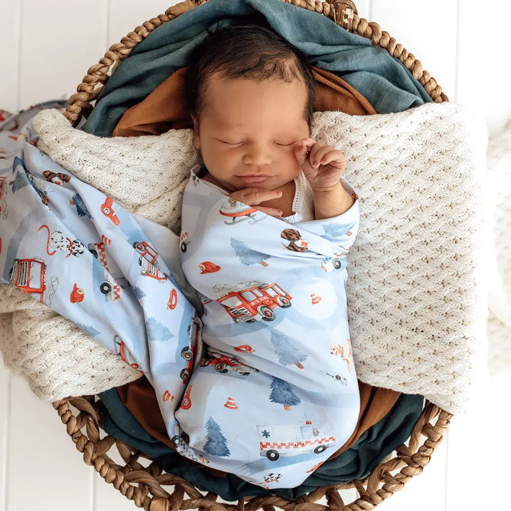 Snuggle Hunny Kids Snuggle Hunny To The Rescue Organic Jersey Wrap & Beanie Set