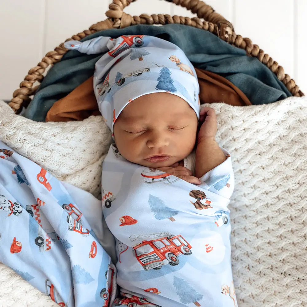 Snuggle Hunny Kids Snuggle Hunny To The Rescue Organic Jersey Wrap & Beanie Set