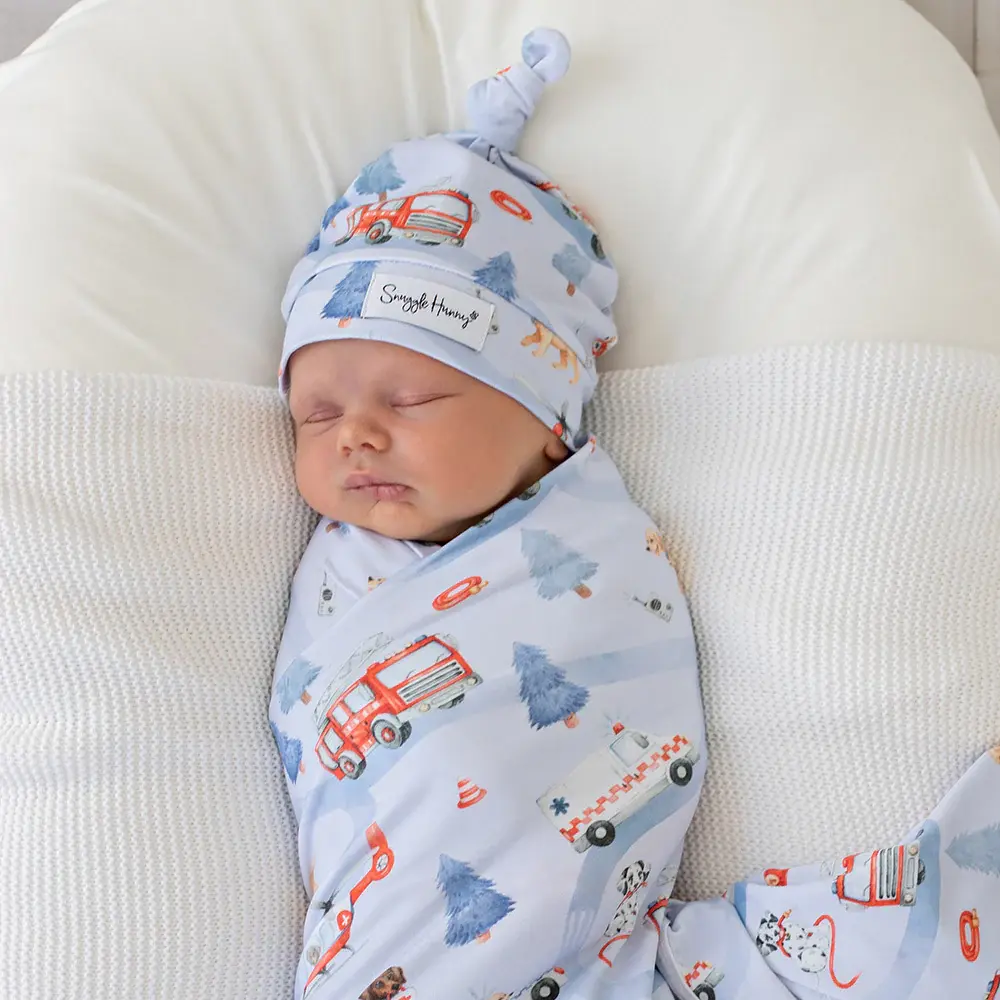 Snuggle Hunny Kids Snuggle Hunny To The Rescue Organic Jersey Wrap & Beanie Set