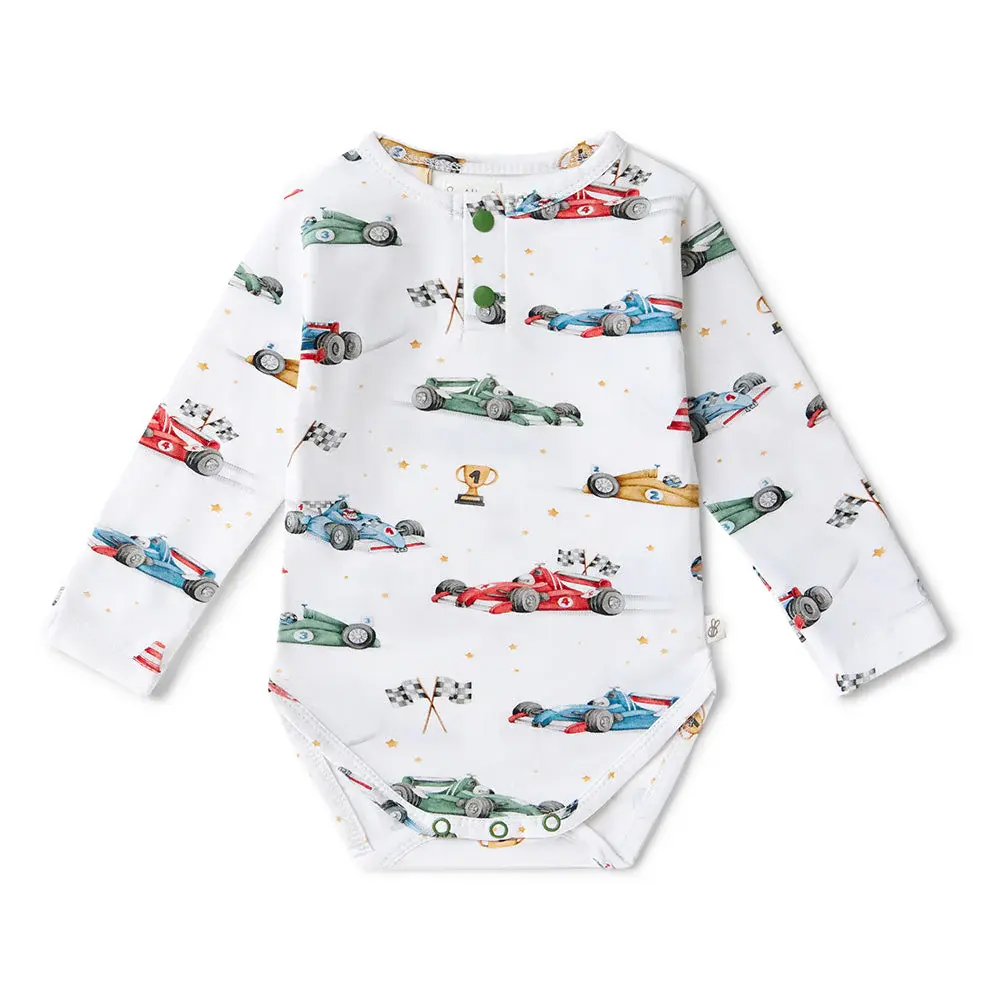 Snuggle Hunny Kids Snuggle Hunny Little Racers Long Sleeve Organic Bodysuit