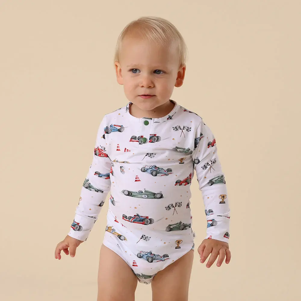Snuggle Hunny Kids Snuggle Hunny Little Racers Long Sleeve Organic Bodysuit