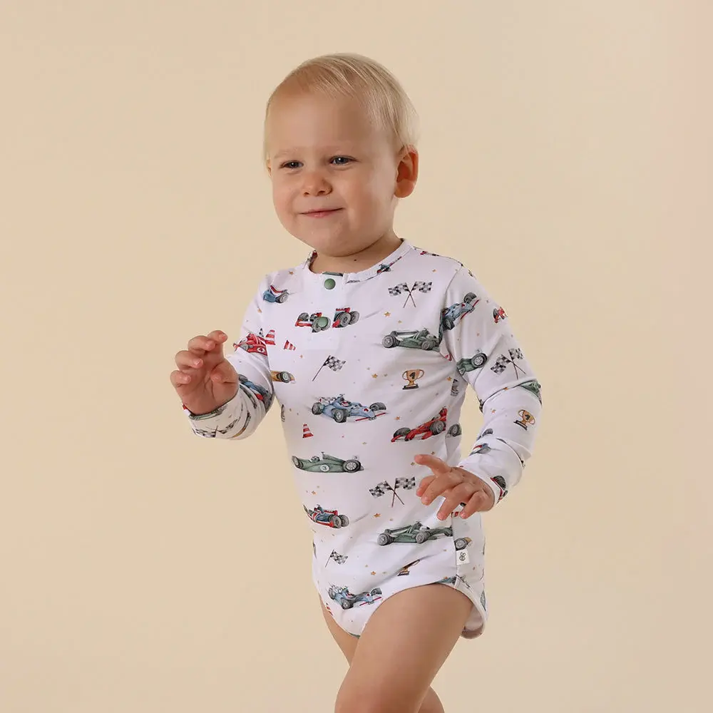 Snuggle Hunny Kids Snuggle Hunny Little Racers Long Sleeve Organic Bodysuit
