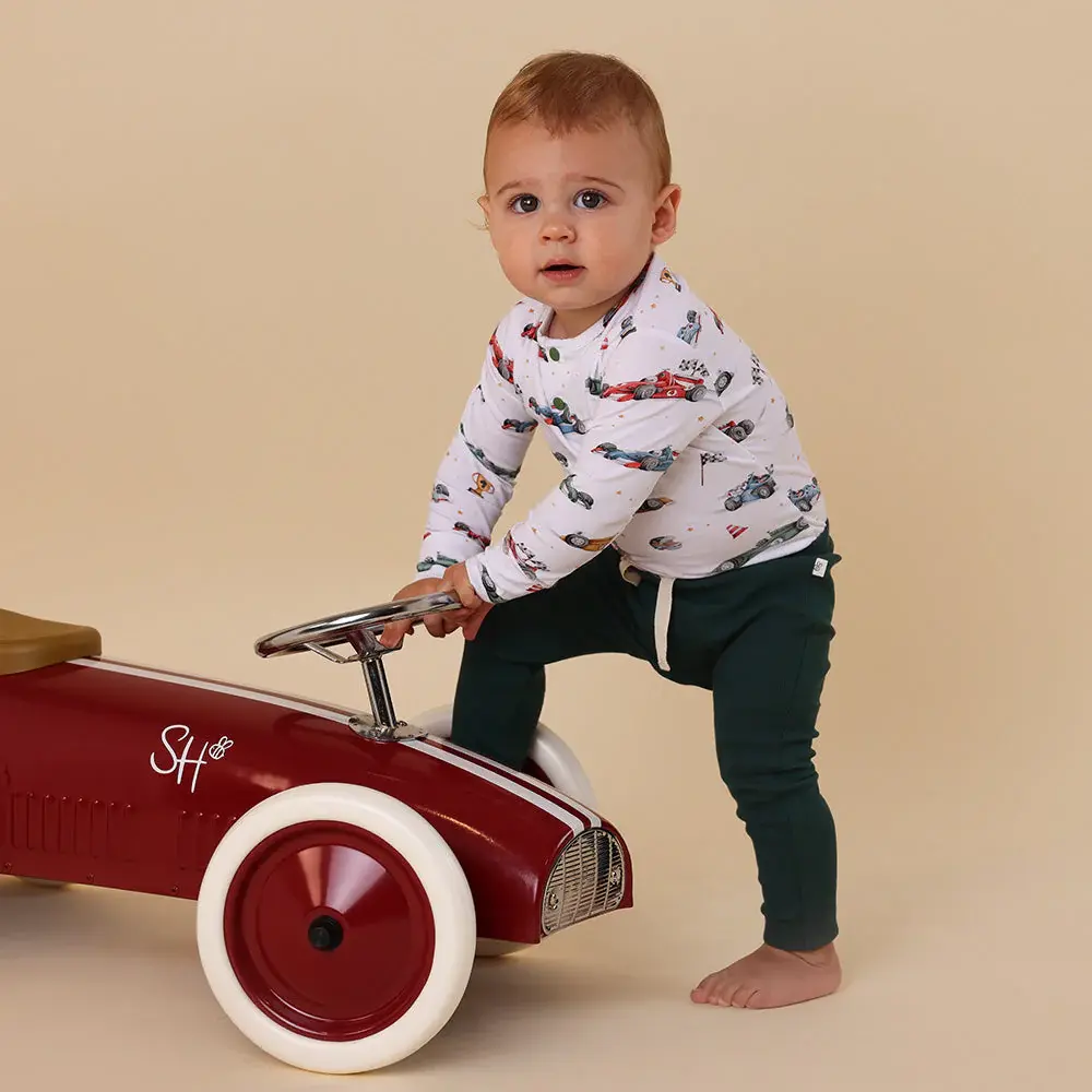 Snuggle Hunny Kids Snuggle Hunny Little Racers Long Sleeve Organic Bodysuit