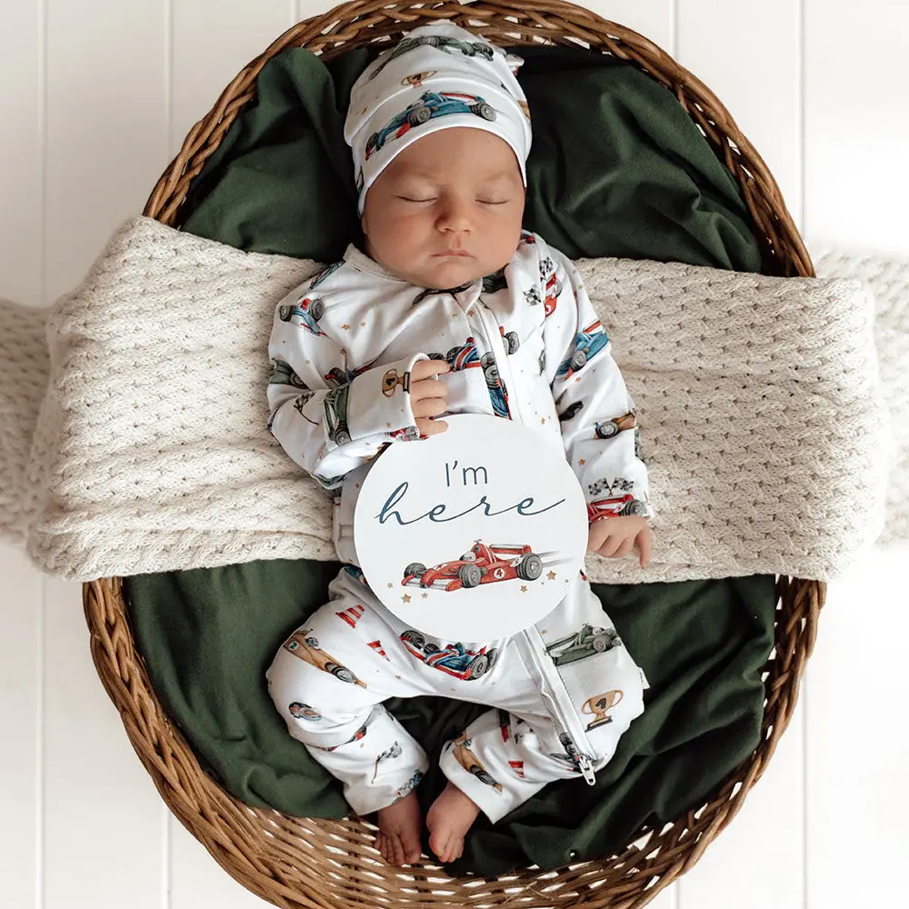 Snuggle Hunny Kids Snuggle Hunny Little Racers Organic Snugglesuit Convertible Romper