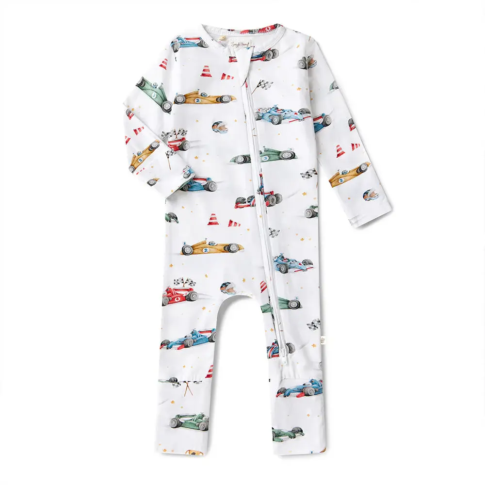 Snuggle Hunny Kids Snuggle Hunny Little Racers Organic Snugglesuit Convertible Romper
