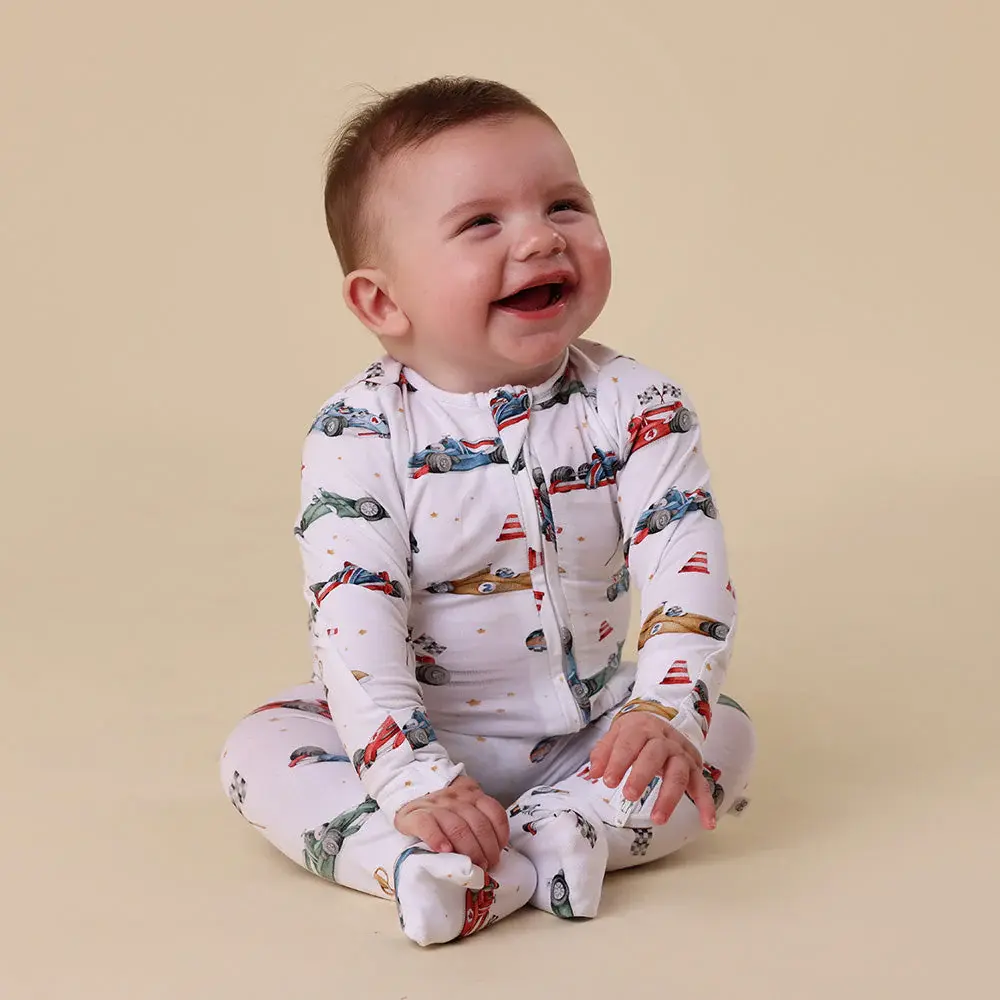 Snuggle Hunny Kids Snuggle Hunny Little Racers Organic Snugglesuit Convertible Romper