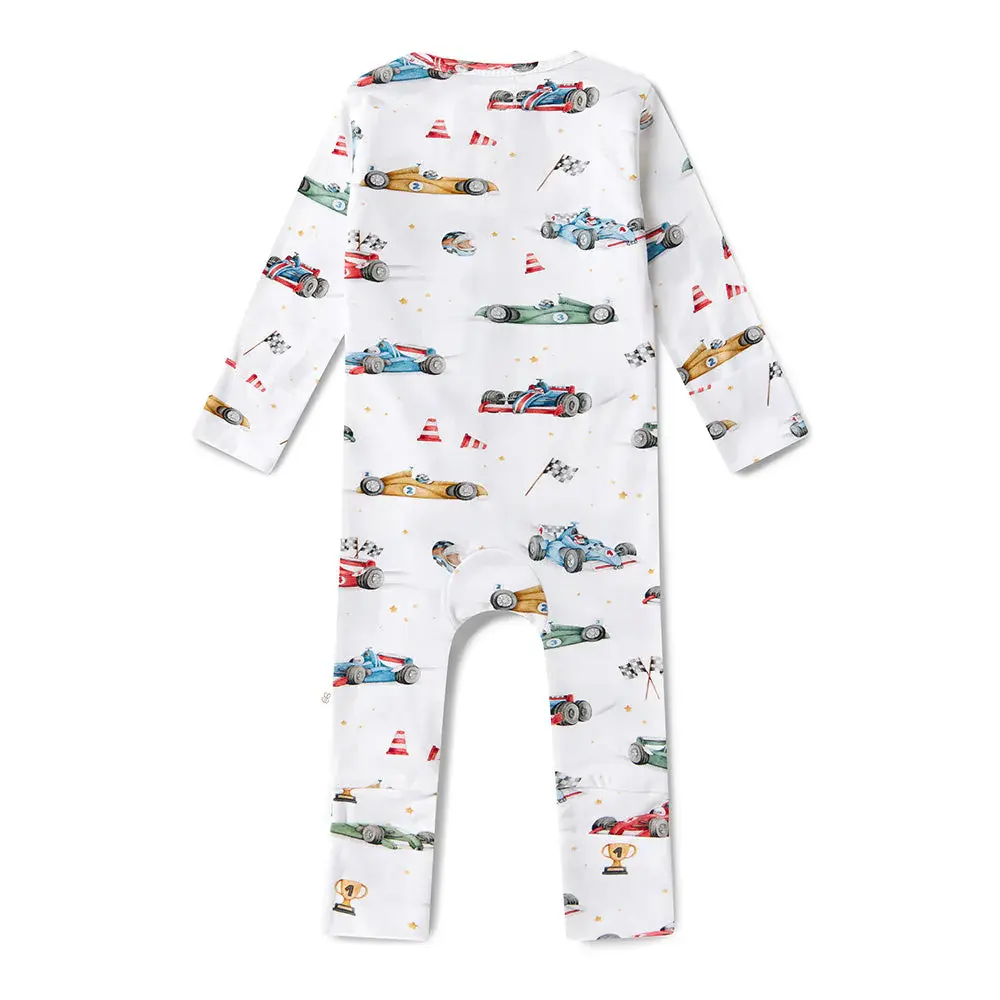 Snuggle Hunny Kids Snuggle Hunny Little Racers Organic Snugglesuit Convertible Romper