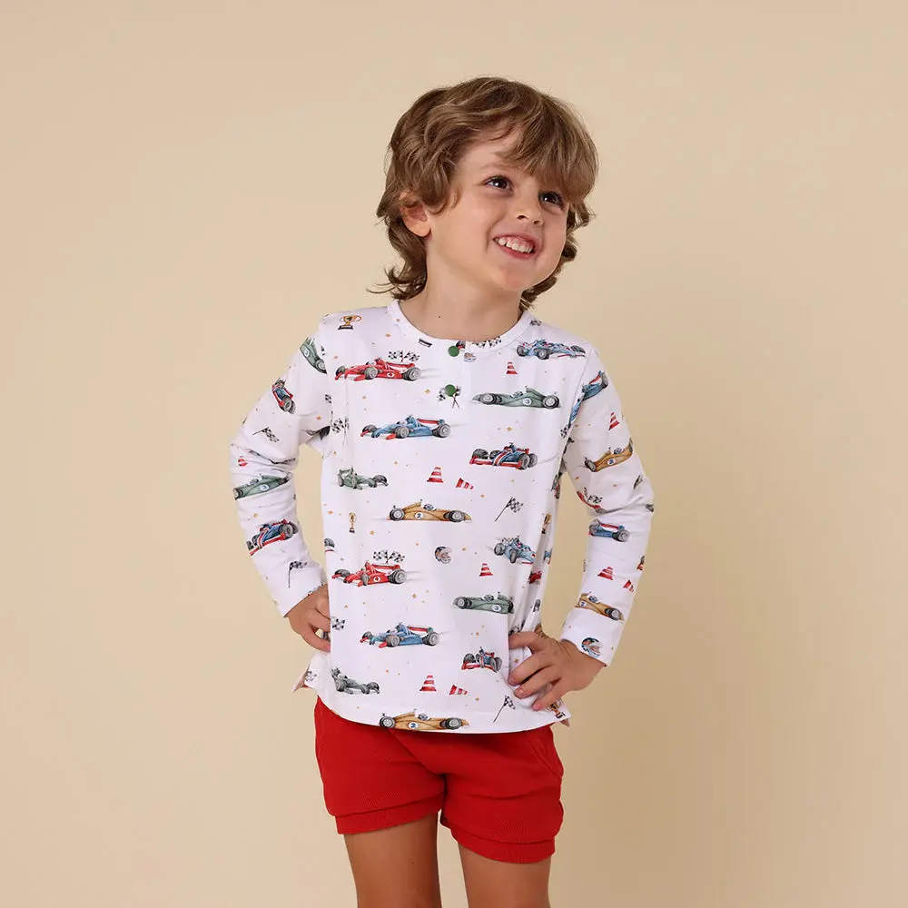 Snuggle Hunny Kids Snuggle Hunny Little Racers Organic Long Sleeve Top