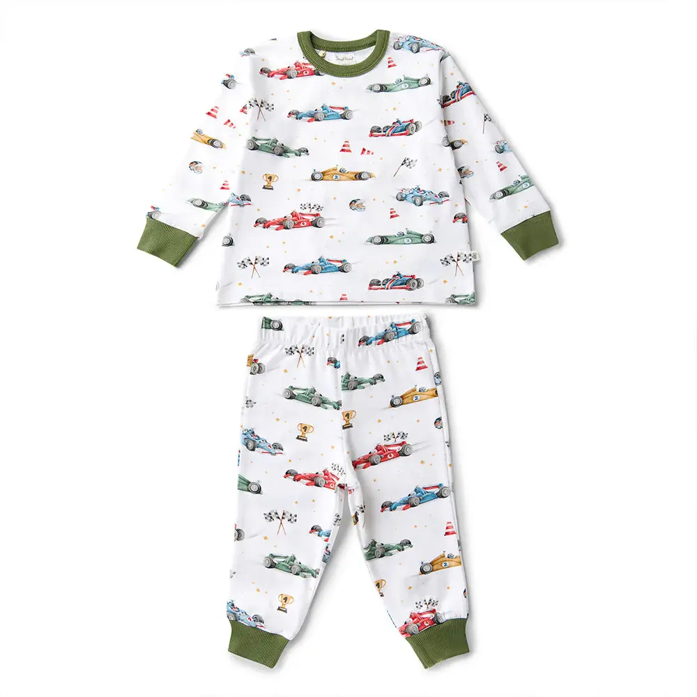 Snuggle Hunny Kids Snuggle Hunny Little Racers Organic Kids Long Sleeve PJ Set