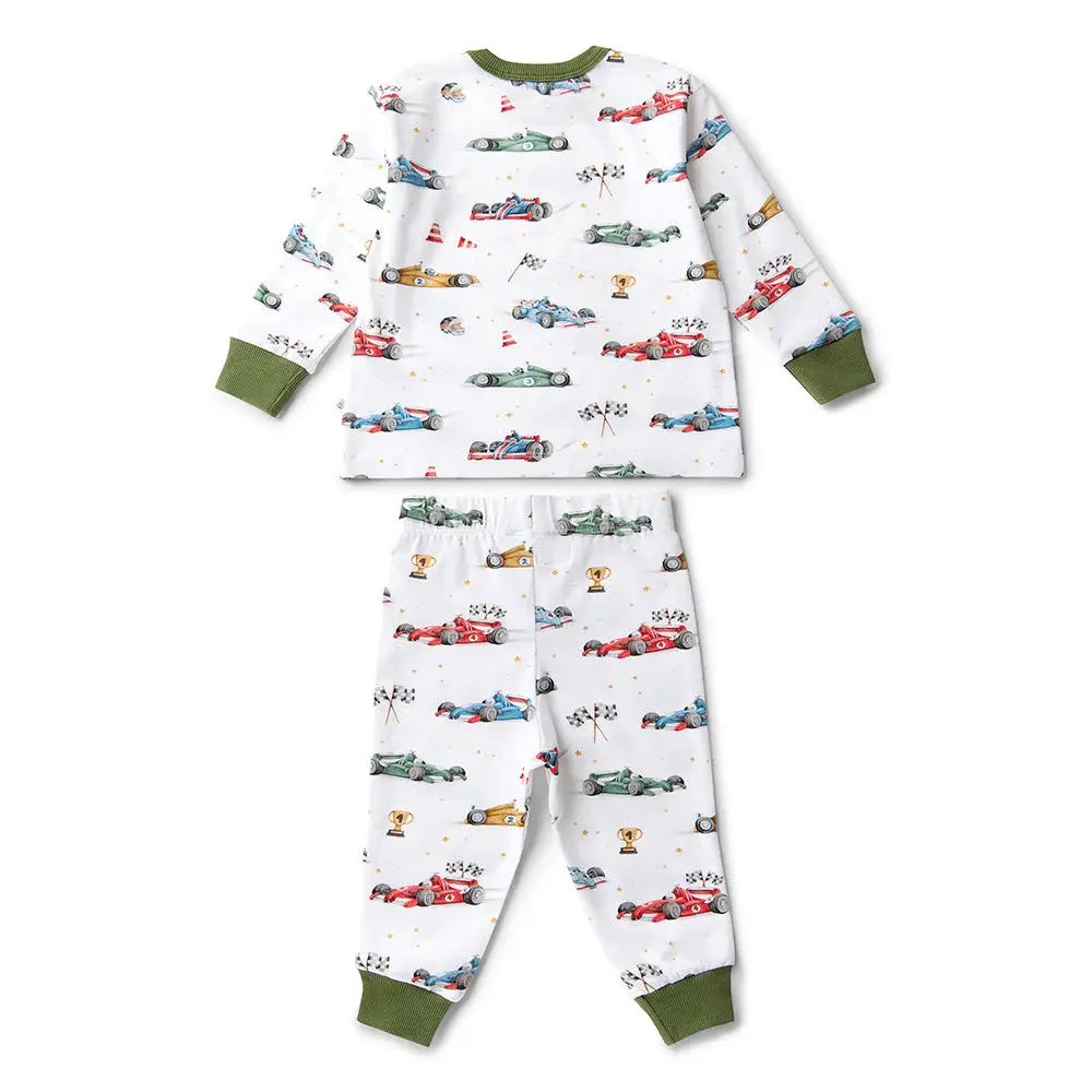 Snuggle Hunny Kids Snuggle Hunny Little Racers Organic Kids Long Sleeve PJ Set