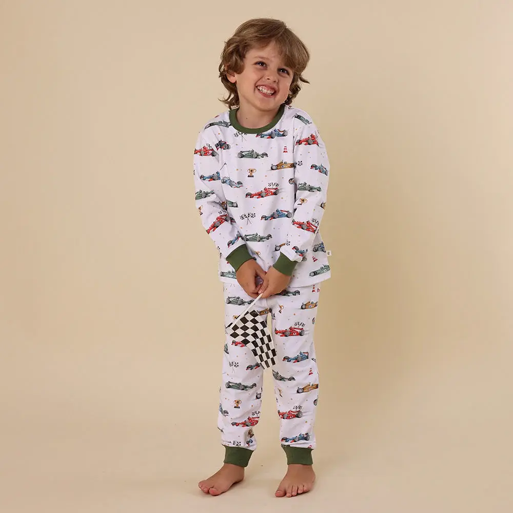 Snuggle Hunny Kids Snuggle Hunny Little Racers Organic Kids Long Sleeve PJ Set