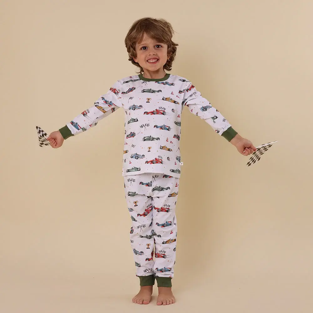 Snuggle Hunny Kids Snuggle Hunny Little Racers Organic Kids Long Sleeve PJ Set