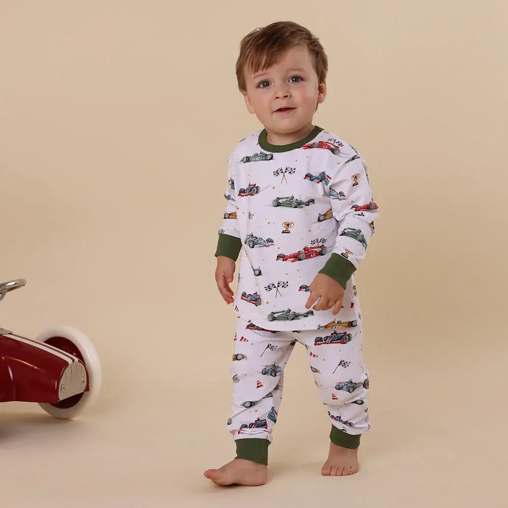 Snuggle Hunny Kids Snuggle Hunny Little Racers Organic Kids Long Sleeve PJ Set