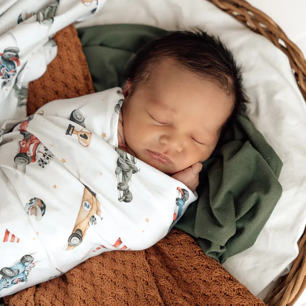 Snuggle Hunny Kids Snuggle Hunny Little Racers Organic Jersey Wrap & Beanie Set