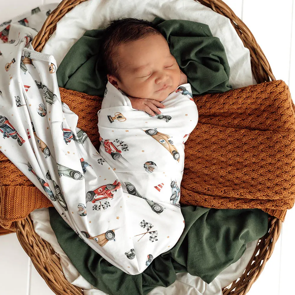 Snuggle Hunny Kids Snuggle Hunny Little Racers Organic Jersey Wrap & Beanie Set