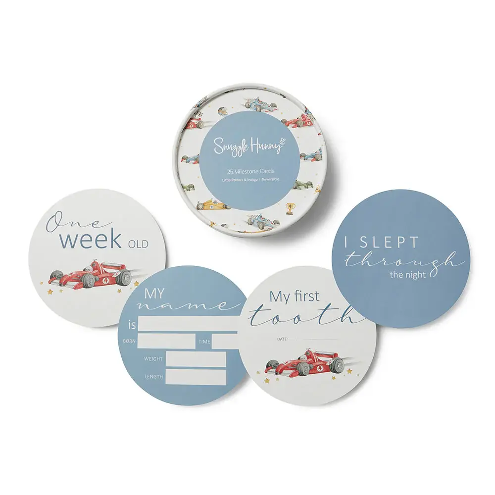 Snuggle Hunny Kids Snuggle Hunny Little Racers & Indigo Reversible Milestone Cards