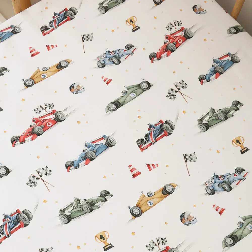 Snuggle Hunny Kids Snuggle Hunny Little Racers Organic Fitted Cot Sheet