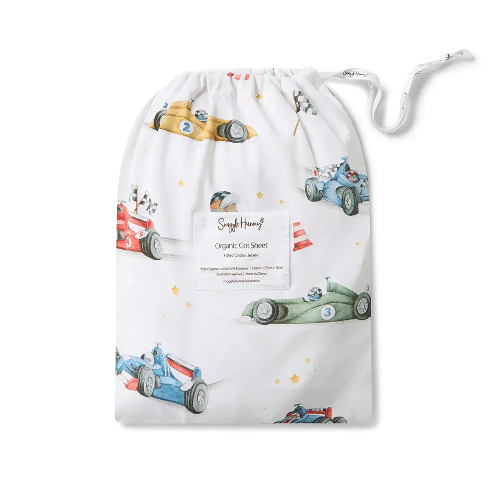 Snuggle Hunny Kids Snuggle Hunny Little Racers Organic Fitted Cot Sheet
