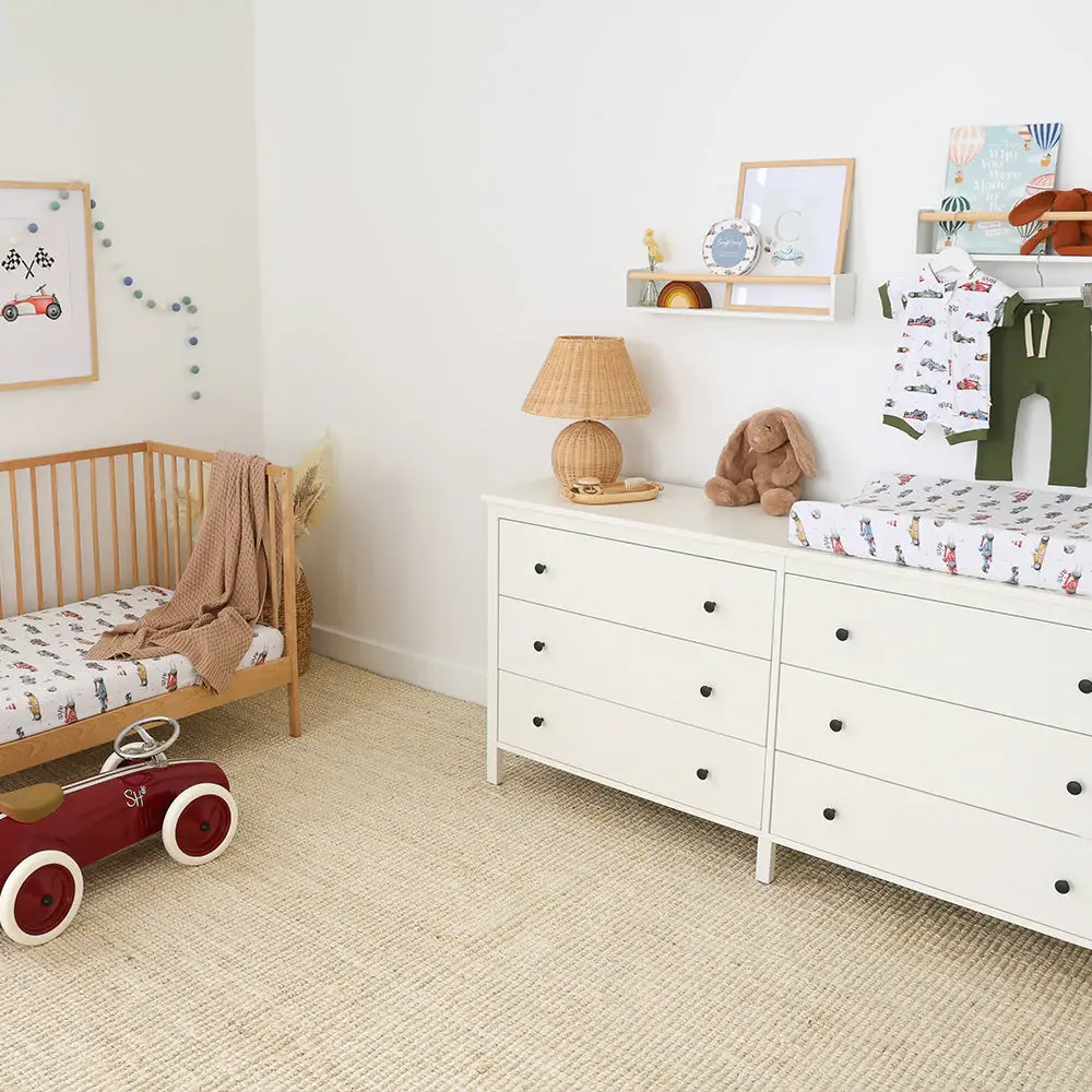 Snuggle Hunny Kids Snuggle Hunny Little Racers Organic Fitted Cot Sheet