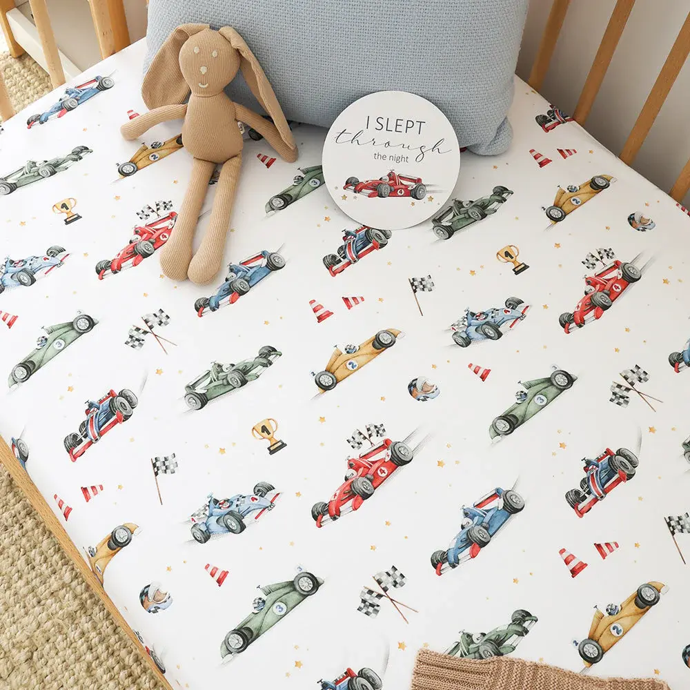 Snuggle Hunny Kids Snuggle Hunny Little Racers Organic Fitted Cot Sheet