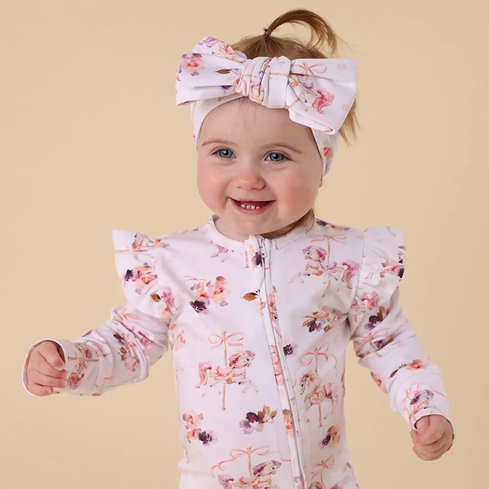 Snuggle Hunny Kids Snuggle Hunny Carousel Organic Snugglesuit Convertible Romper with Frill