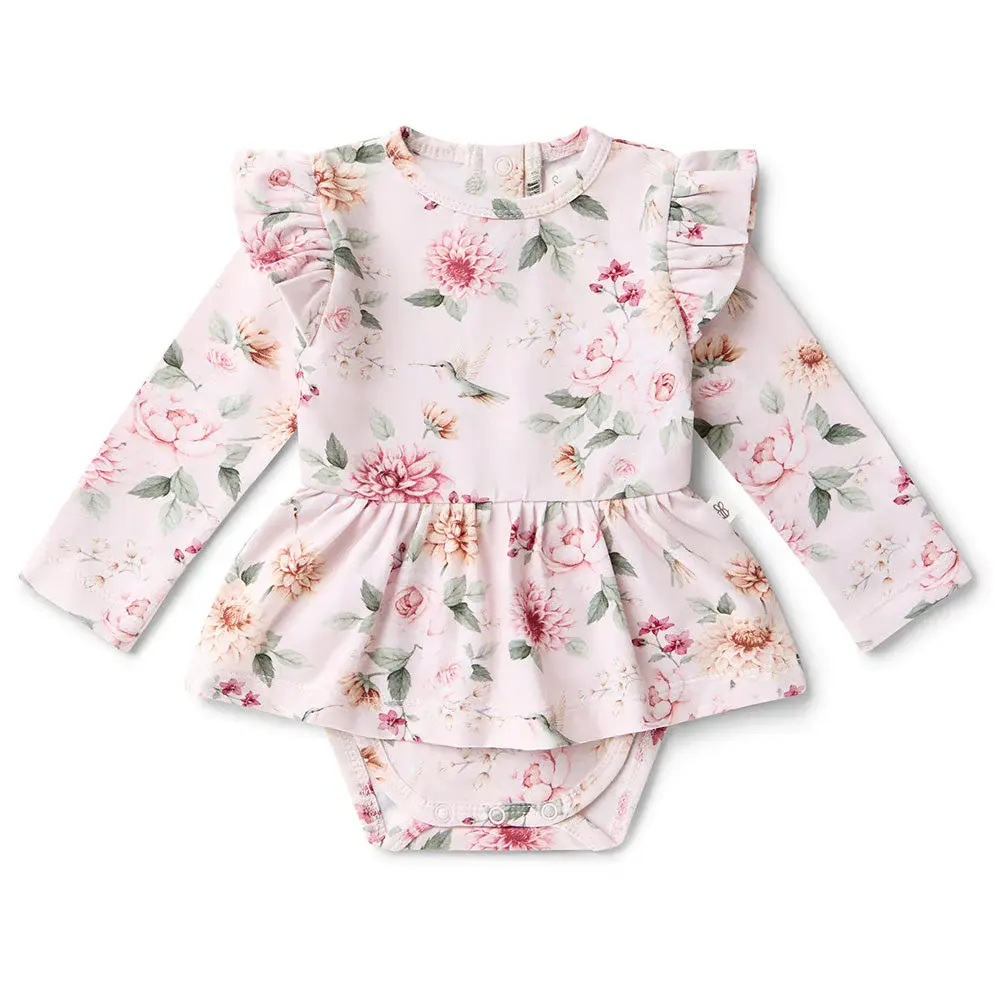 Snuggle Hunny Kids Snuggle Hunny Birds & Blooms Long Sleeve Organic Dress