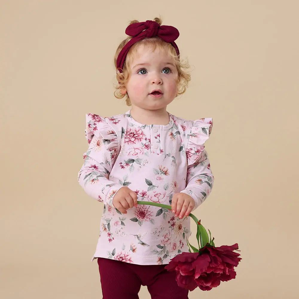 Snuggle Hunny Kids Snuggle Hunny Birds & Blooms Organic Long Sleeve Top with Frill
