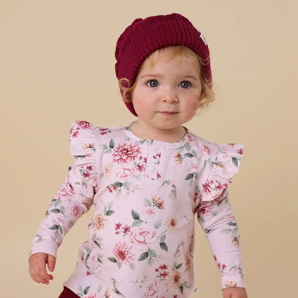 Snuggle Hunny Kids Snuggle Hunny Birds & Blooms Organic Long Sleeve Top with Frill