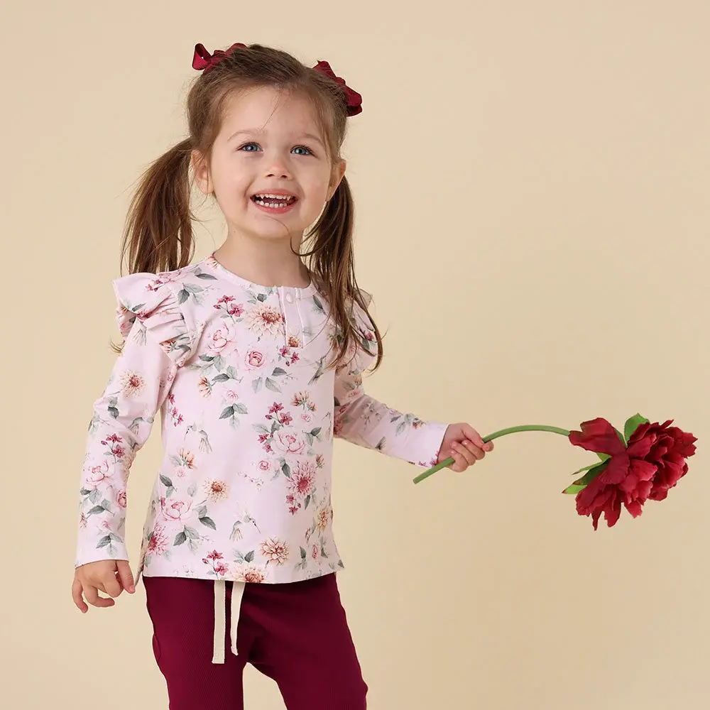 Snuggle Hunny Kids Snuggle Hunny Birds & Blooms Organic Long Sleeve Top with Frill