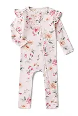 Snuggle Hunny Kids Snuggle Hunny Birds & Blooms Organic Snugglesuit Convertible Romper with Frill