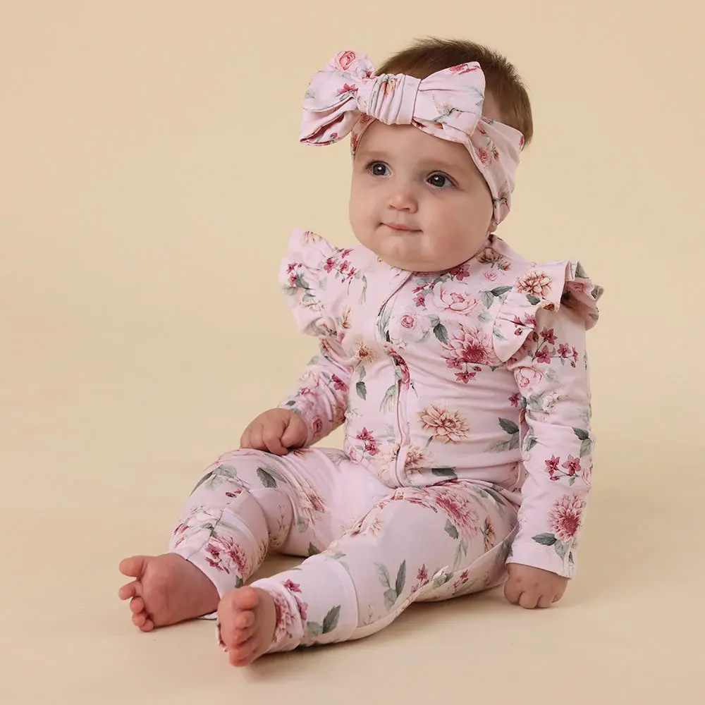 Snuggle Hunny Kids Snuggle Hunny Birds & Blooms Organic Snugglesuit Convertible Romper with Frill