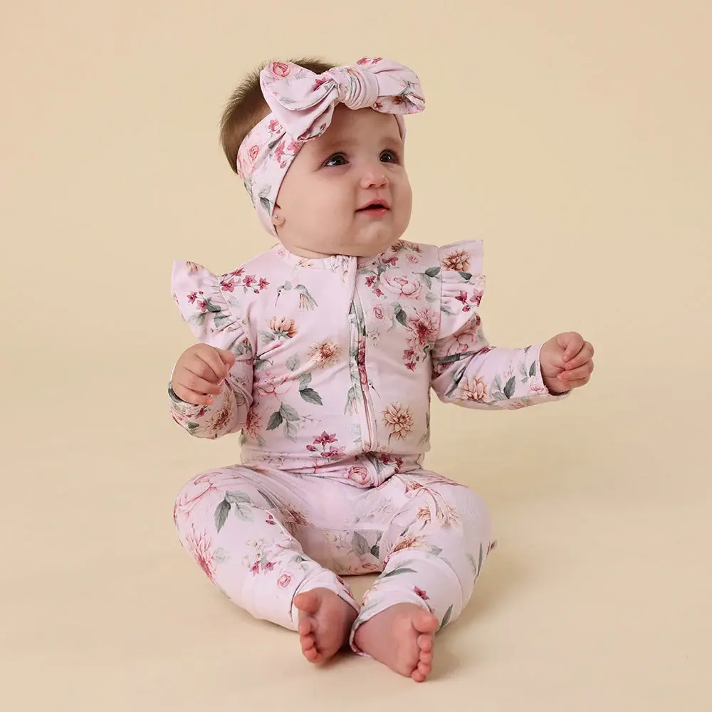 Snuggle Hunny Kids Snuggle Hunny Birds & Blooms Organic Snugglesuit Convertible Romper with Frill