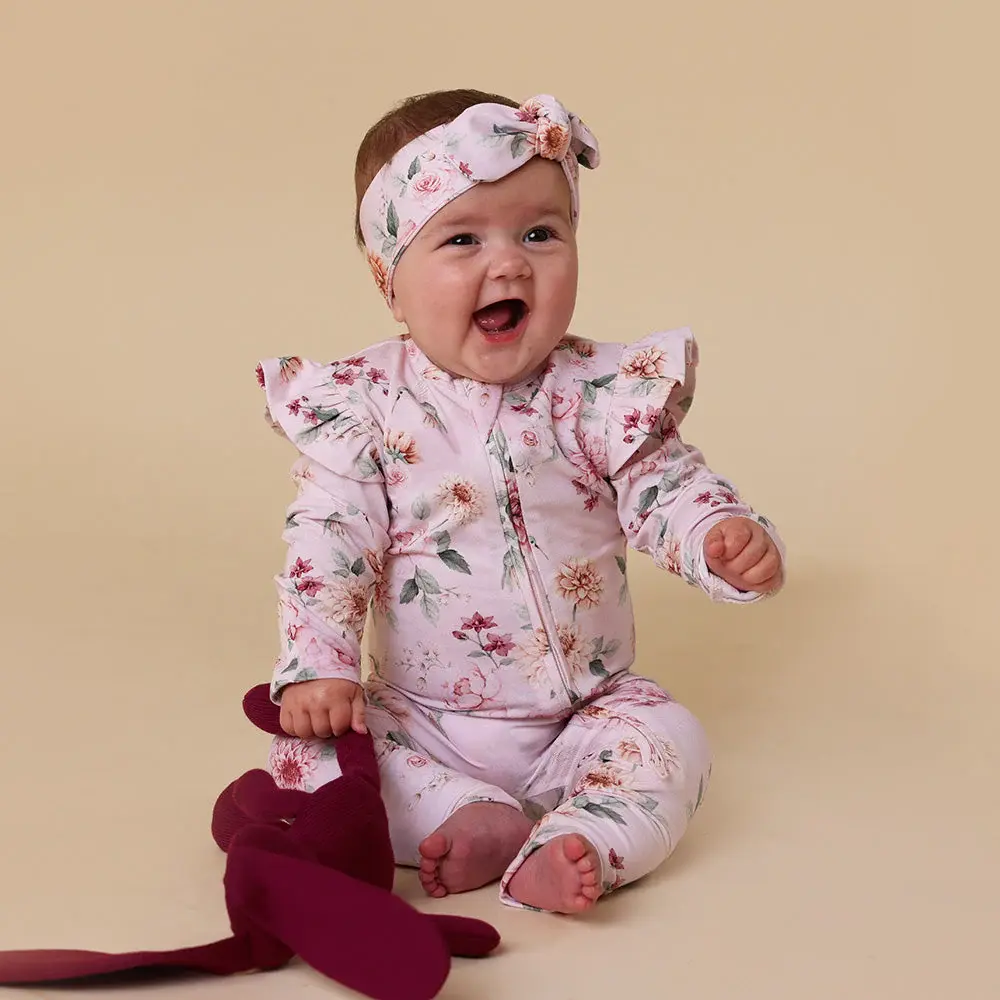Snuggle Hunny Kids Snuggle Hunny Birds & Blooms Organic Snugglesuit Convertible Romper with Frill