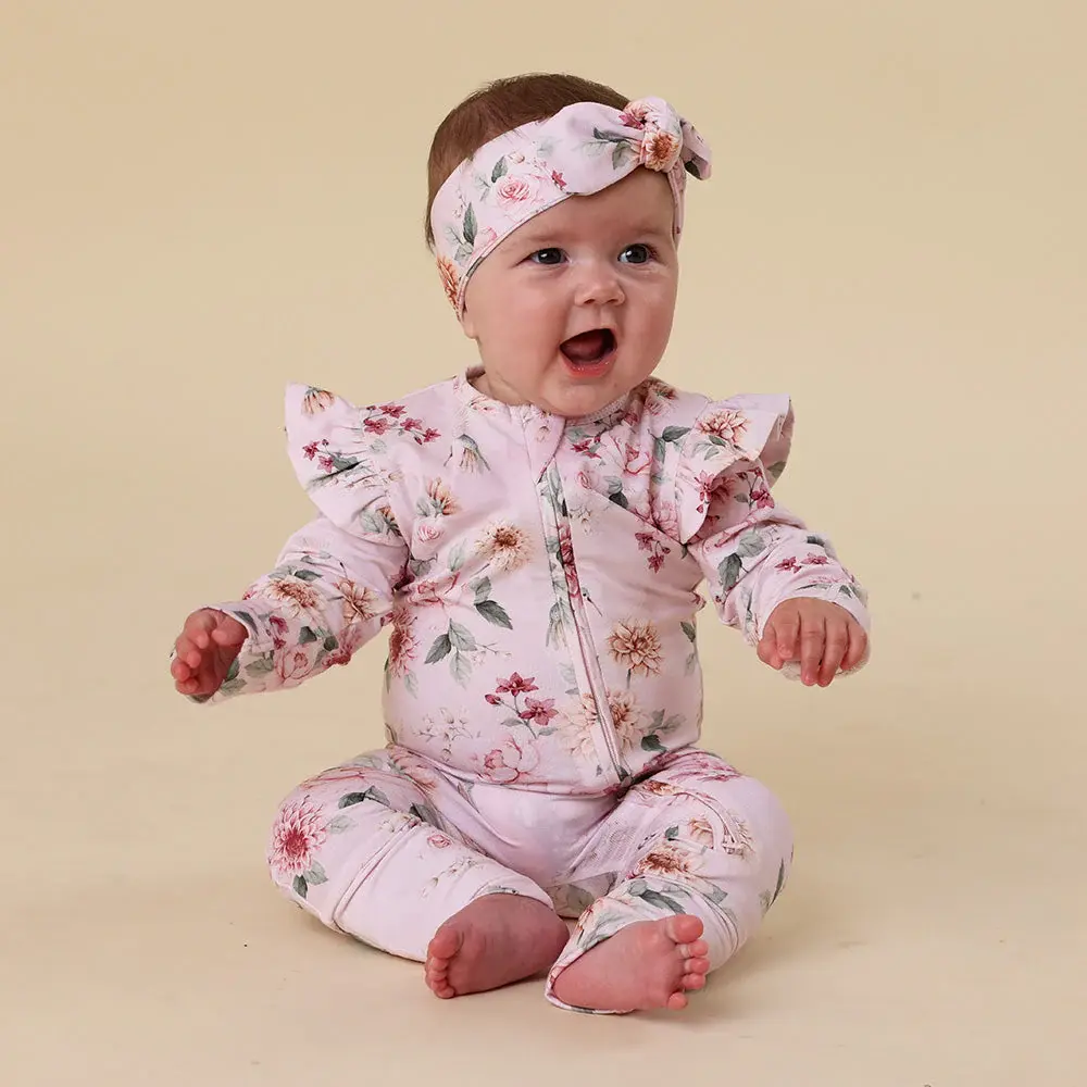 Snuggle Hunny Kids Snuggle Hunny Birds & Blooms Organic Snugglesuit Convertible Romper with Frill