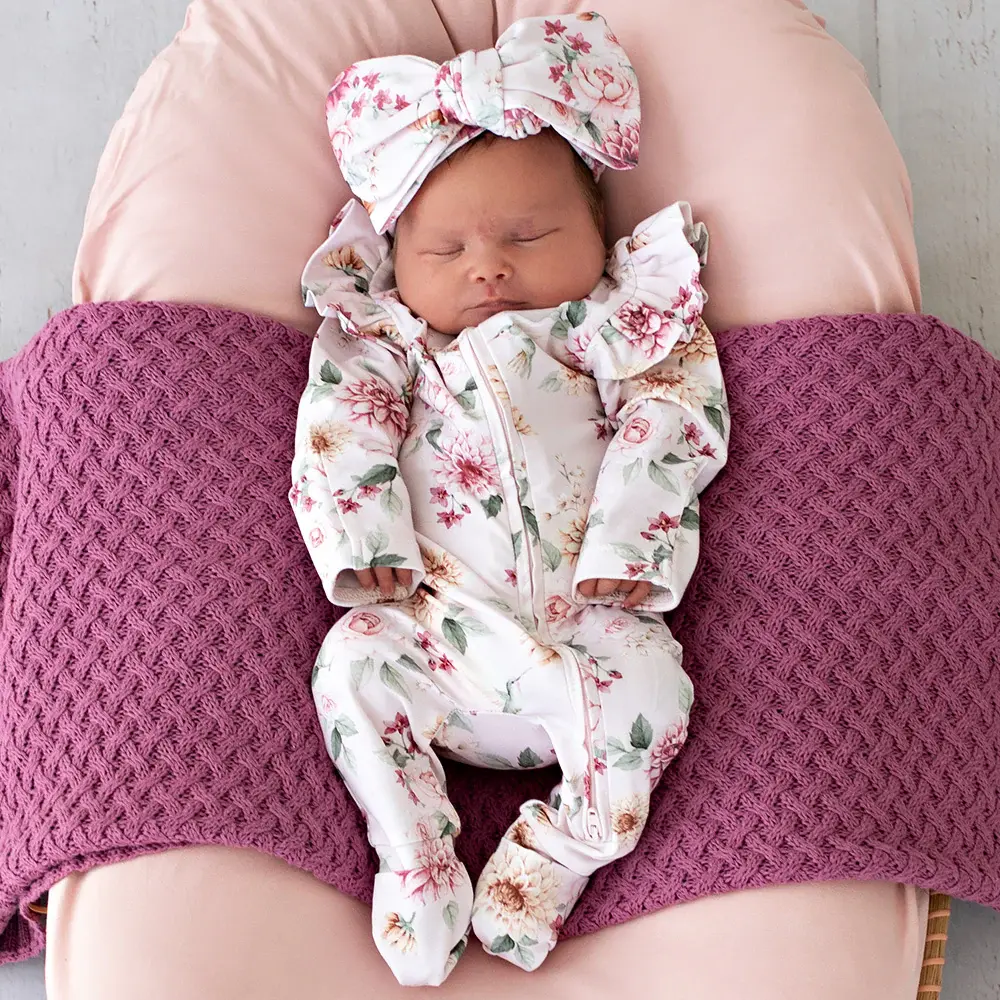 Snuggle Hunny Kids Snuggle Hunny Birds & Blooms Organic Snugglesuit Convertible Romper with Frill