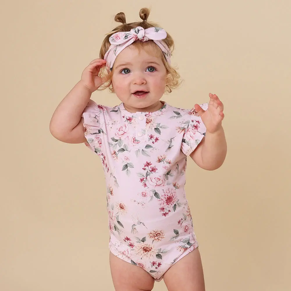 Snuggle Hunny Kids Snuggle Hunny Birds & Blooms Short Sleeve Organic Bodysuit with Frill