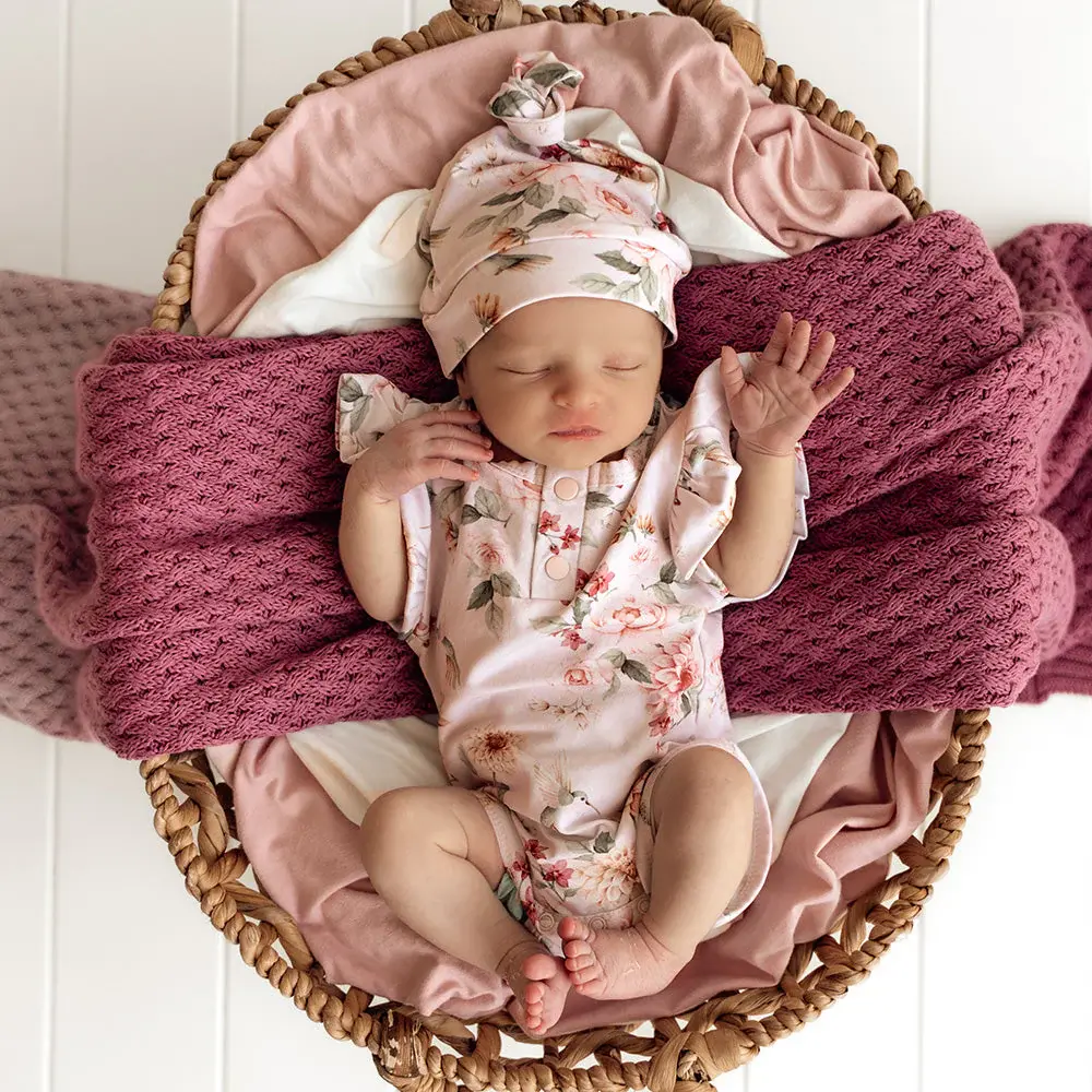 Snuggle Hunny Kids Snuggle Hunny Birds & Blooms Short Sleeve Organic Bodysuit with Frill