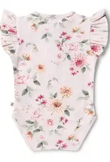 Snuggle Hunny Kids Snuggle Hunny Birds & Blooms Short Sleeve Organic Bodysuit with Frill
