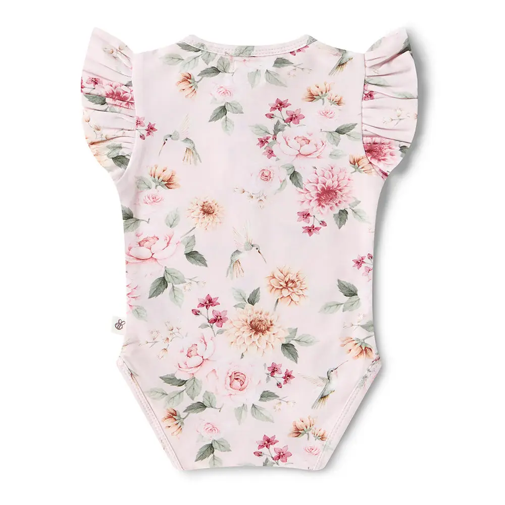 Snuggle Hunny Kids Snuggle Hunny Birds & Blooms Short Sleeve Organic Bodysuit with Frill