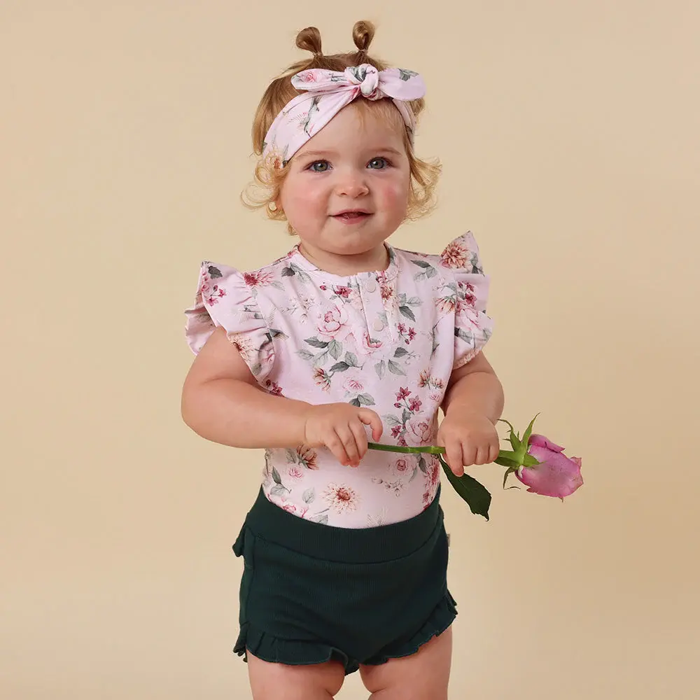 Snuggle Hunny Kids Snuggle Hunny Birds & Blooms Short Sleeve Organic Bodysuit with Frill