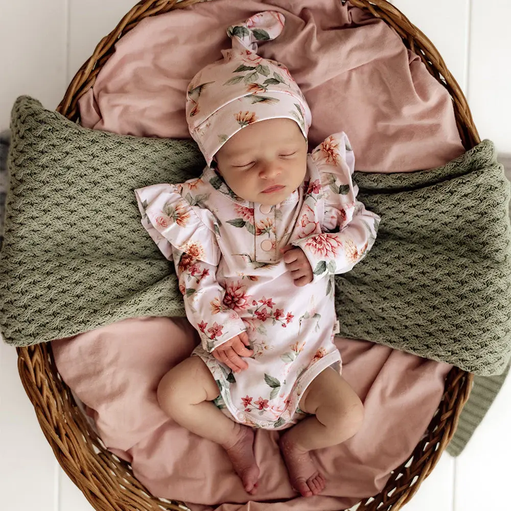 Snuggle Hunny Kids Snuggle Hunny Birds & Blooms Long Sleeve Organic Bodysuit with Frill