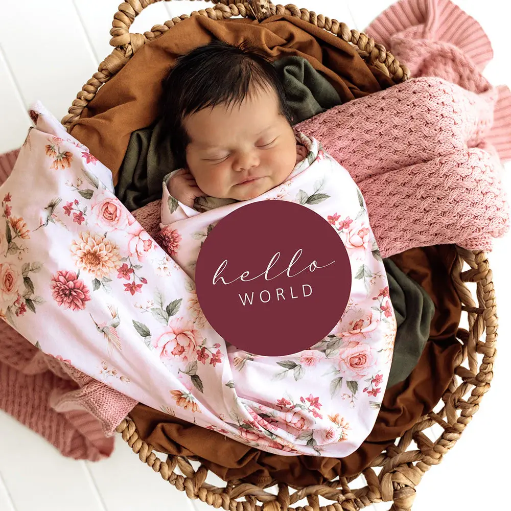 Snuggle Hunny Kids Snuggle Hunny Birds & Blooms Organic Jersey Wrap & Topknot Set