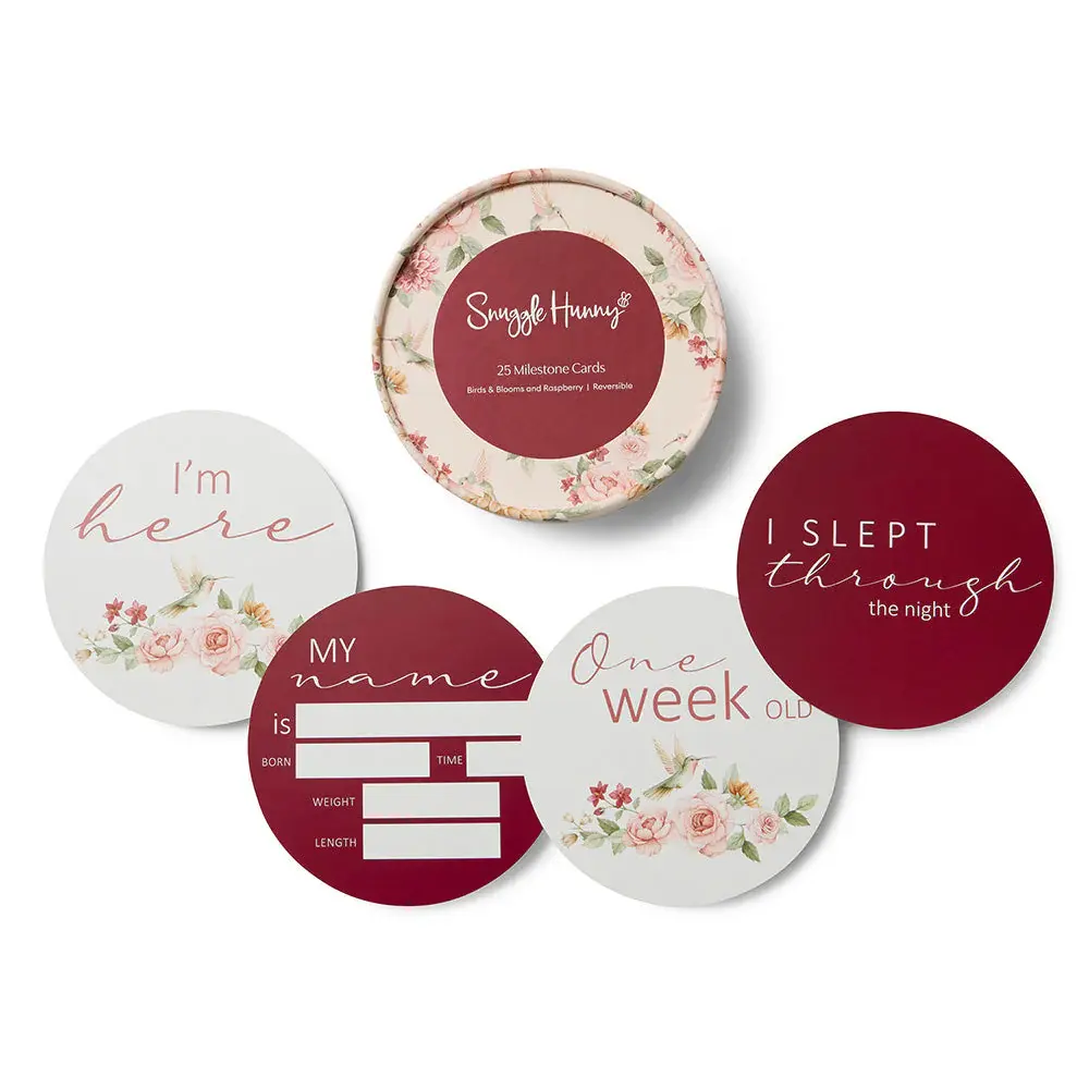 Snuggle Hunny Kids Snuggle Hunny Birds & Blooms & Raspberry Reversible Milestone Cards
