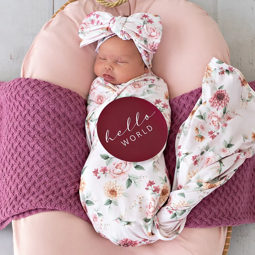 Snuggle Hunny Kids Snuggle Hunny Birds & Blooms & Raspberry Reversible Milestone Cards