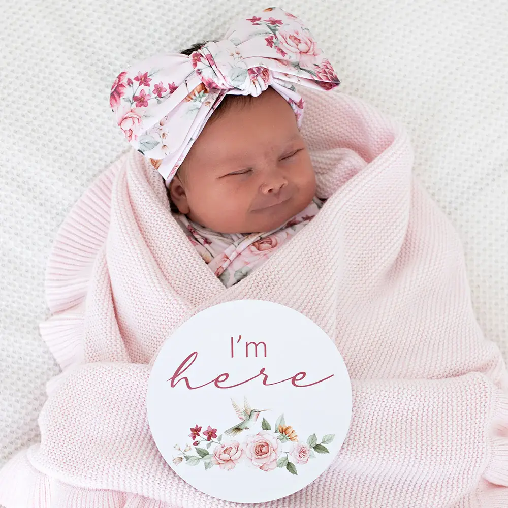 Snuggle Hunny Kids Snuggle Hunny Birds & Blooms & Raspberry Reversible Milestone Cards