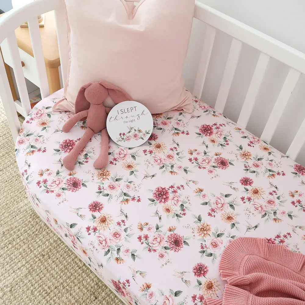 Snuggle Hunny Kids Snuggle Hunny Birds & Blooms Organic Fitted Cot Sheet